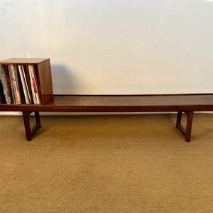 Torbjorn Afdal “Krobo” Rosewood Bench 79” with Record Cabinet by Bruksbo of Norway
