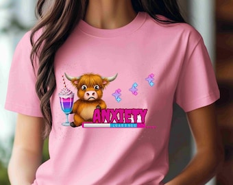Funny Highland Cow PNG: Anxiety Loading, Mental Health Awareness (Digital Download)