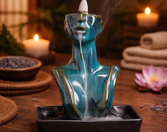 Statue en céramique pour brûleur d'encens à reflux | Porte-encens sculpture artistique beauté pour la décoration intérieure et la méditation