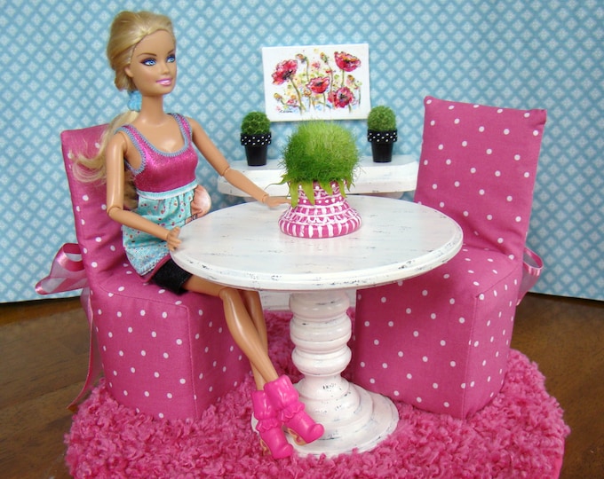 Barbie Furniture Dining Room Set With Pedestal Table 2 | Etsy