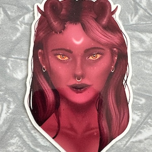 Devil Girl Vinyl Glossy Sticker - For Laptop, Water Bottle, Hydro flask, Phone, notebook, Computer, Gift