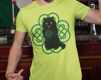 Louis Wain Black Cat Celtic Love Knot Sharmrocks Comfort Colors 1717 Unisex Garment-Dyed T-shirt