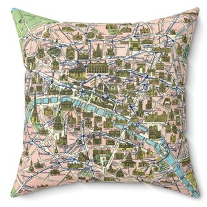 Paris Apartment Decor Coquette Room Decor Travel Guide Paris Metro Square Paris Pillow