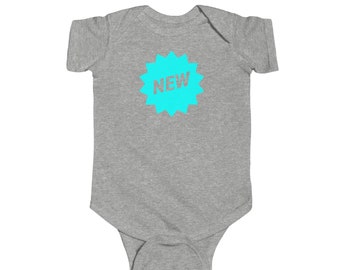 Baby Knit Bodysuit Newborn Onesie Funny Baby Best Baby Shower Gift 'NEW' Icon color options, Gender Neutral Baby Bodysuit Grey Romper