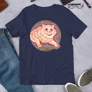Zig Zag Psychedelic Cat Louis Wain British Outsider Art Unisex Cotton t-shirt
