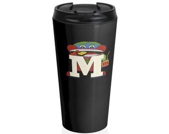 Retro Font Mr M The Letter People Sandwich Art Munchies Stoner Gift black glossy mug letter M initial  Stainless Steel Travel Mug