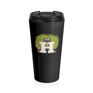 H a letra pessoas stoner presente alfabeto pessoas escola nostalgia isolado aço inoxidável preto caneca de viagem flip top