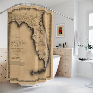 Kaart van Florida Vintage kaart van Florida Waterkaart Florida kunst 1823 douchegordijn