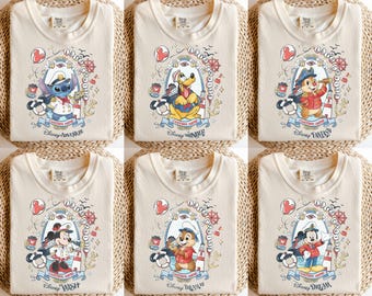 Retro Disney Cruise 2026, Custom Let's Cruise Mickey & Friends Family Cruise Trip Shirt, Disney Wish, Wonder Fantasy, Disney Cruise Shirt