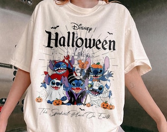 Retro Stitch Halloween Shirt, Disneyland Halloween Tee, Disney Spooky Season Shirt, Stitch Ghost Costume Tee, Halloween Family Party Shirt