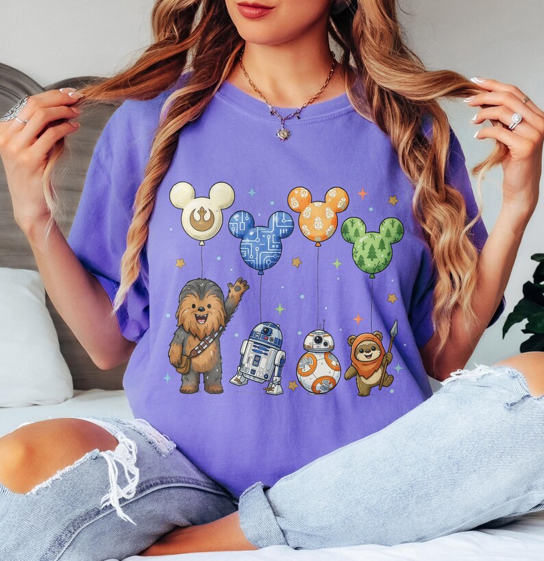Retro Star Wars Character Shirt, Star Wars Disney Balloon Tee, Star Wars Shirt, Magic Kingdom Tee, Baby Yoda, Star Wars Disneyland Shirt bild 8