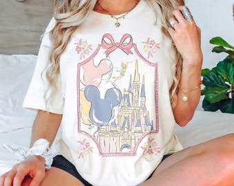 Retro Coquette Bow Magic Kingdom T-shirt, Disney Trip Shirts, Disneyworld Shirt, Disneyworld Family Matching shirts, Disney Vacation Shirt