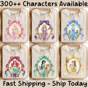 Coquette Bow Disney Princess Vintage Shirt, Belle Ariel Elsa Cinderella, Magic Kingdom Magical Castle Tee, Walt Disney World Trip Shirt image 1