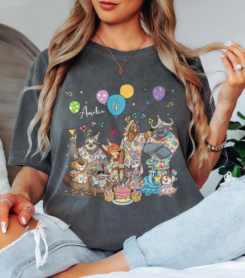 Custom Zootopia 2 Birthday Shirt, Judy Hopps Nick Wilde Gary De'Snake Birthday Present Gift, Disneyland Family Tee, Disney Birthday Girl Boy image 4
