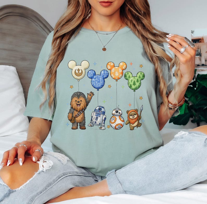 Retro Star Wars Character Shirt, Star Wars Disney Balloon Tee, Star Wars Shirt, Magic Kingdom Tee, Baby Yoda, Star Wars Disneyland Shirt bild 4