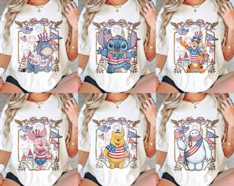 Retro Disney All Characters 250th USA Anniversary Shirts, Mickey And Friends Shirt, 1776-2026 Patriotic Tee, Disneyland Independence Day Tee