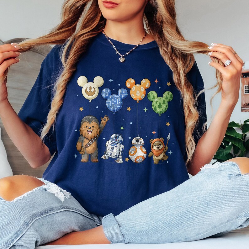 Retro Star Wars Character Shirt, Star Wars Disney Balloon Tee, Star Wars Shirt, Magic Kingdom Tee, Baby Yoda, Star Wars Disneyland Shirt bild 7