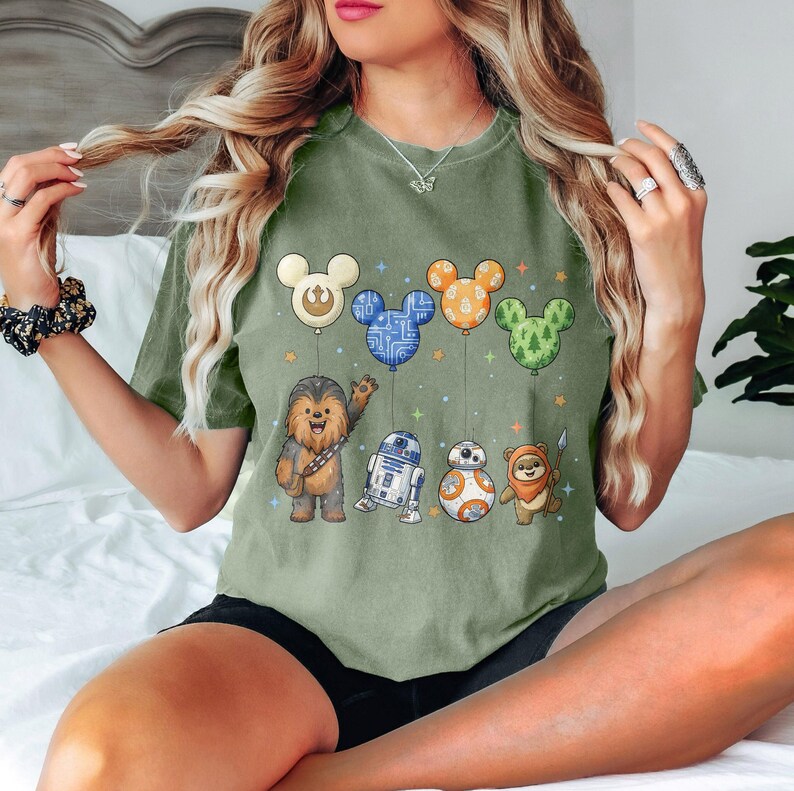 Retro Star Wars Character Shirt, Star Wars Disney Balloon Tee, Star Wars Shirt, Magic Kingdom Tee, Baby Yoda, Star Wars Disneyland Shirt bild 3