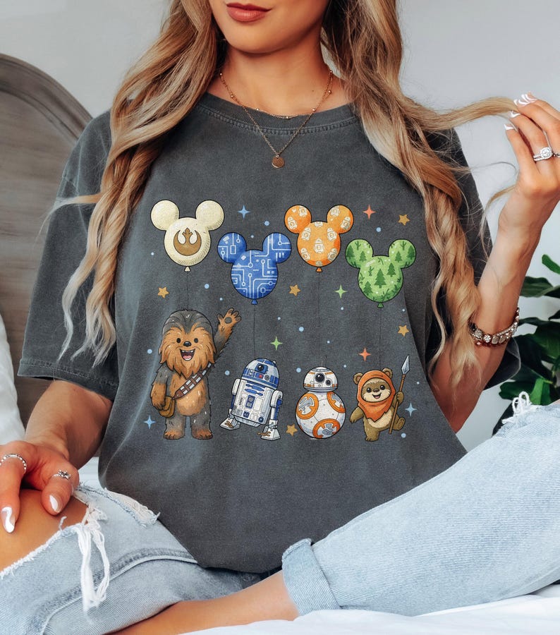 Retro Star Wars Character Shirt, Star Wars Disney Balloon Tee, Star Wars Shirt, Magic Kingdom Tee, Baby Yoda, Star Wars Disneyland Shirt bild 2