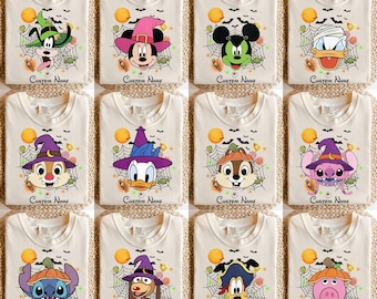 Personalized Disney All Characters Mickey and Friends Halloween  Shirt, Mickey's Not So Scary Party  Tee, WDW Disneyland Matching Family Tee
