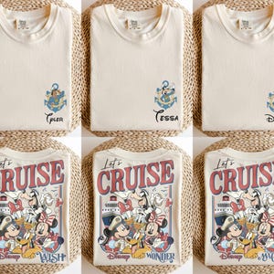 Camiseta personalizada de todos los personajes de Disney Cruise Line 2026, camiseta retro de Disney Cruise Line, camiseta de Mickey y sus amigos, camiseta de vacaciones de Disney