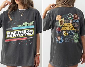 Vintage May The 4th Be With You Shirt, Star Wars Baby Yoda Darth Vader Shirt, Disney Star Wars Shirt, May Be The Fourth Shirt, Star Wars Tee