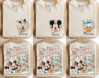 Personalized Very Happy Birthday Disney Crew Shirt, Disney All Characters Shirt, Disney Birthday Girl Boy Tee, Family Matching 2026 Shirts
