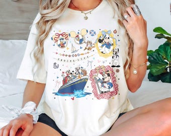 Retro Coquette Bow Disney Cruise Shirt, Mickey and Friends Cruise Tee, Disney Cruise Trip Shirt, Disney Summer Shirt, Disney Vacation Shirt
