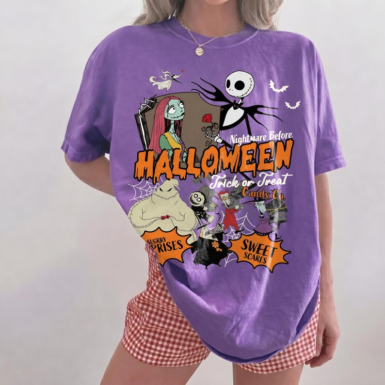 Vintage The Nightmare Before Christmas Halloween Shirt, Sally Jack Skellington Shirt, Oogie Boogie Tee, Disneyland Halloween Family Trip Tee Bild 2