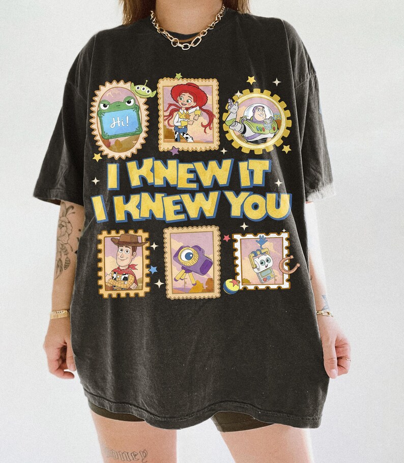 Retro I Knew It I Knew You Comfort Colors Shirt, Disney Toy Story 5 Shirt, Woody Buzz Lightyear Jessie Tee, Disney Family Matching Tee image 9