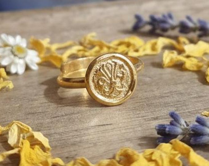 Featured listing image: Florentine Fiorino Ring in 925 Silver – Adjustable – Gold Plated – Handmade Jewel Made in Italy – Symbol of Florence