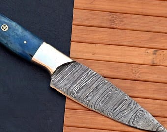 Handmade Damascus Steel Steak Knife | Camel Bone Handle, 4.5" Blade