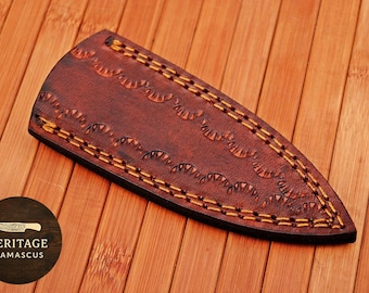 Handmade Cowhide Leather Knife Sheath, 6in Full Coverage