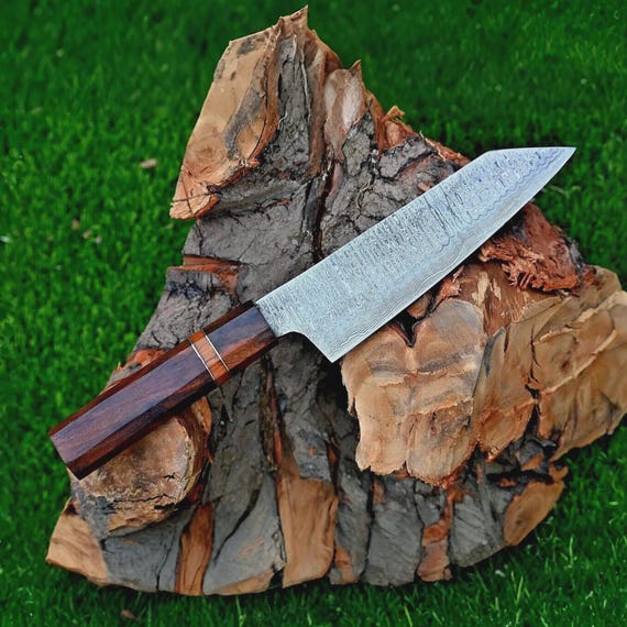 13 Inch Damascus Chef Knife | Hand Forged Kitchen Knife, Wood Handle (Gift for Him)