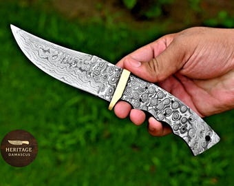 Damascus Steel Knife Blank, Twist Pattern Blade, Full Tang 9"