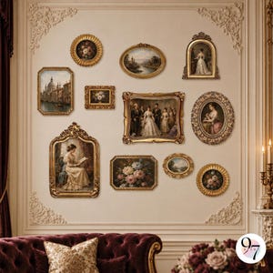 Gold Ornate Frames, Resin Picture Set with Real Glass, 2.5x3.5–8x10