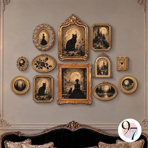 Gold Ornate Frames, Resin with Real Glass in Five Sizes