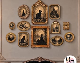 Gold Ornate Frames, Resin with Real Glass in Five Sizes