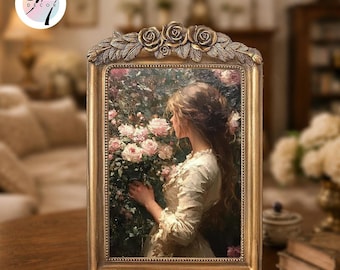 5X7 Vintage Frame, Antique Gold Ornate Picture with Real Glass