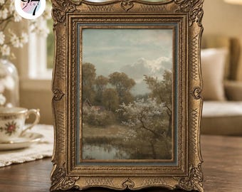 Vintage Photo Frame, 4x6 Resin Ornate Gold Picture with Glass