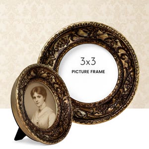3x3 Round Picture Frame - Vintage Home Decor