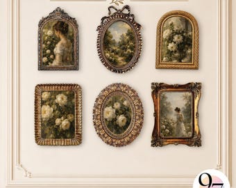 Viktorianisches Kunstdruck-Set, sechs digitale Designs für eine Vintage-Galeriewand
