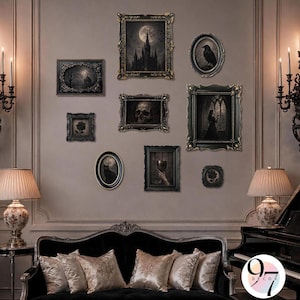 Ornate Frame Set, Black Gothic Gallery Wall with Baroque Details