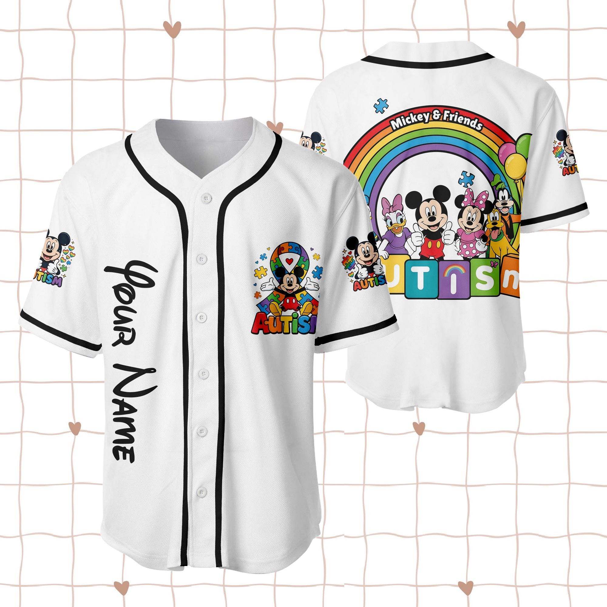 Discover Custom Disney Mickey Autism Awareness Baseball Jersey, Disneyland Autism Baseball Jersey, Autism Support Baseball Autism Jersey