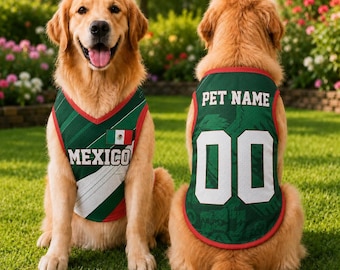 Personalisierte Mexiko Haustier Fußball Trikot, Fußball-Outfit für Hunde Katzen, Mexiko Fußball-Shirt, niedliche Welpen Sportbekleidung