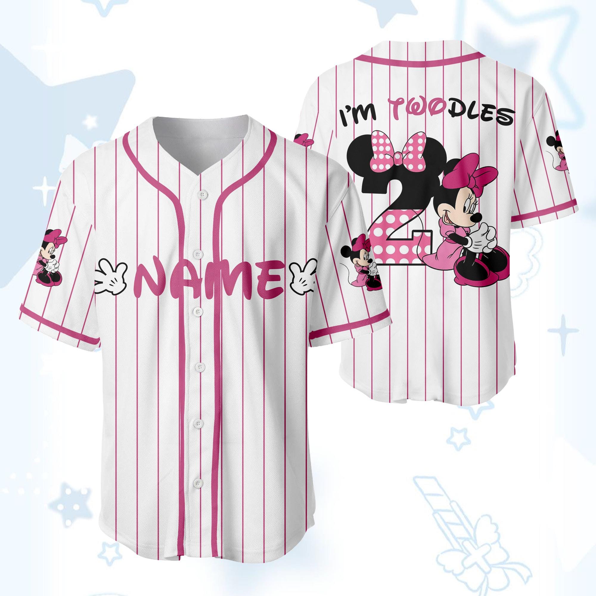 Discover Custom Oh Twodles Minnie Mouse 2nd Birthday Baseball Jersey, Mickey Birthday Shirt, Mickey Mouse Party, Disney Birthday Shirt