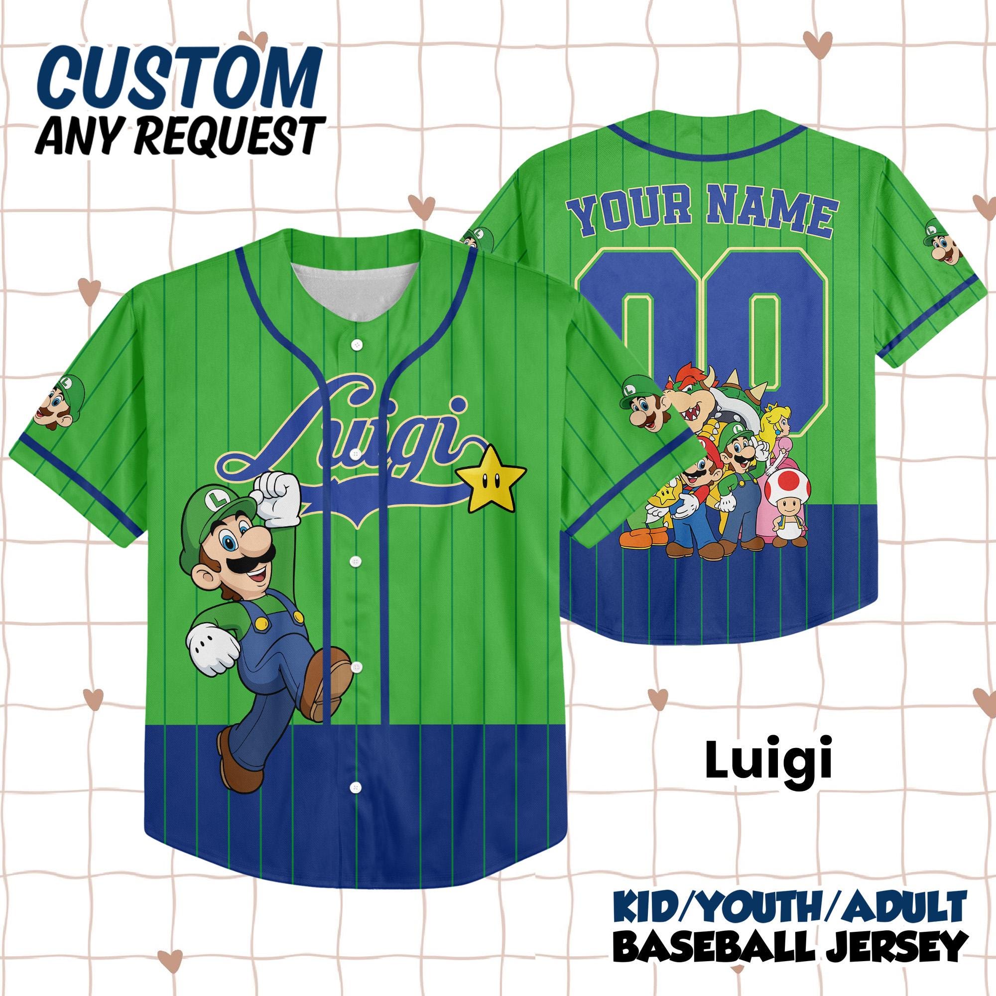 Discover Custom Super Mario Baseball Jersey, Mario Family Matching Shirts, Super Mario Birthday, Luigi Yoshi Toad Bowser Princess Peach Donkey Kong