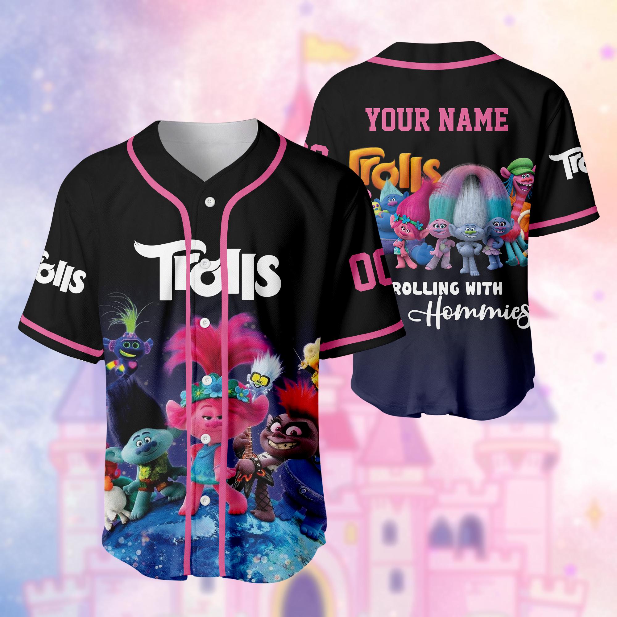 Discover Custom Trolls Bands Together Jersey, Trolls Princess Poppy Baseball Jersey