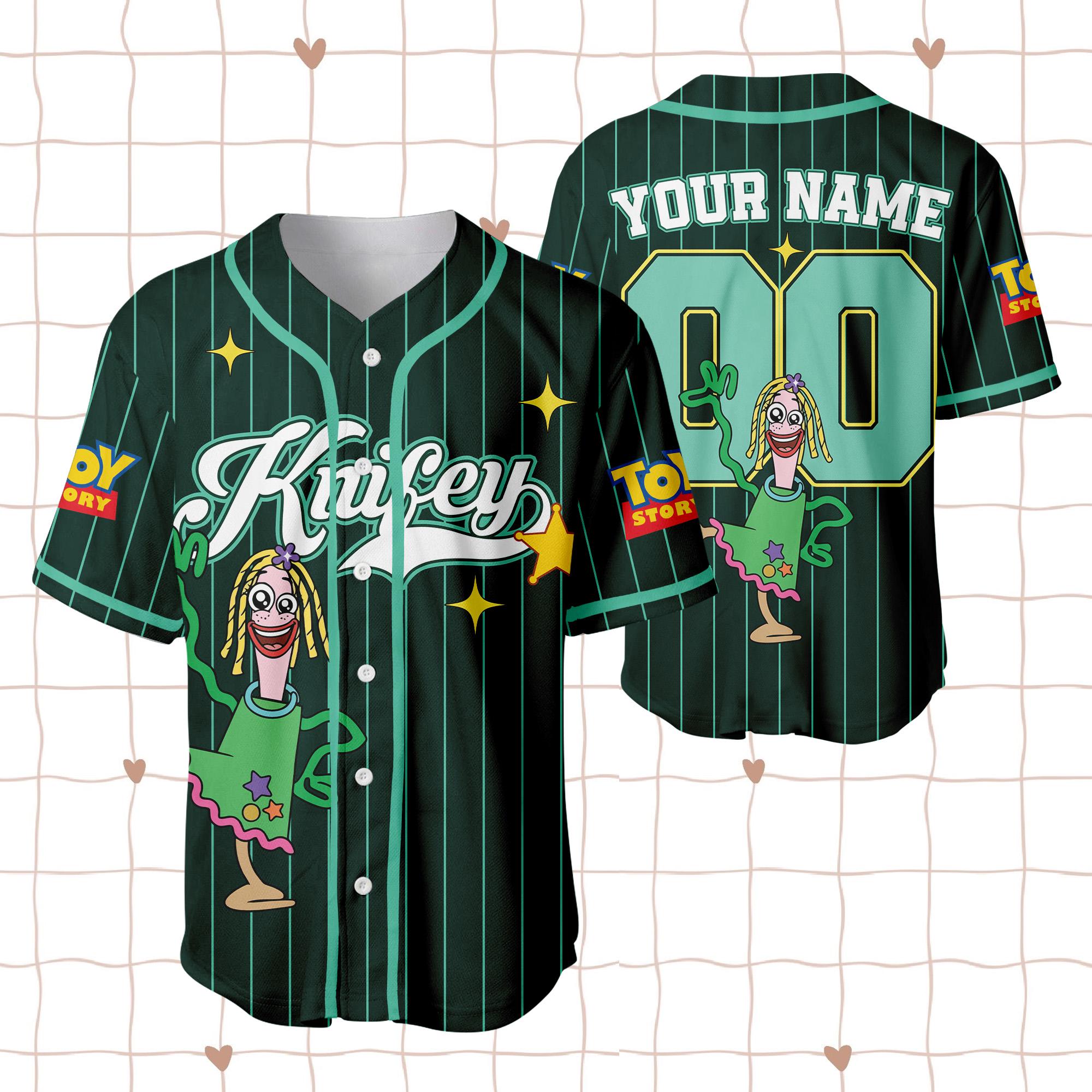 Discover Personalized Knifey Disney Toy Story 5 Baseball Jersey, Custom Woody Buzz Lightyear Lilypad Shirts, Toy Story Baseball Team Outfit