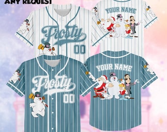 Custom Christmas Frosty The Snowman Baseball Jersey, Snowman Shirt, Retro Christmas Sweatshirt, Frosty Snowman Shirt
